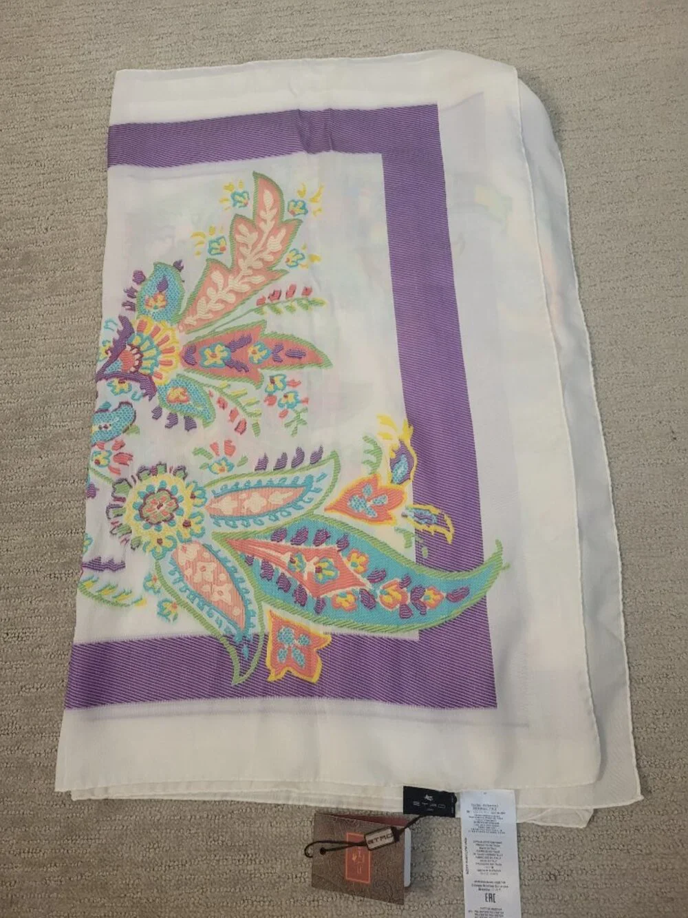 Etro Embroidered Silk Blend Scarf - NWT